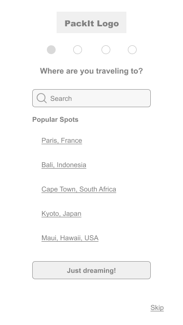 Step 1: Track where user is traveling to create new trip.
